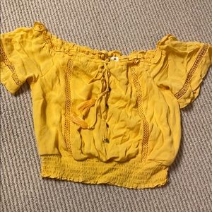 Yellow Cropped Off the Shoulder Top